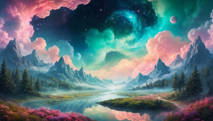 landscape with mountains