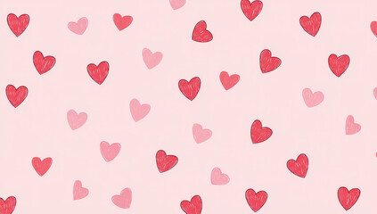 fondo abstracto rojo y rosa formando un patron de corazones de distintos tamaños. Concepto celebraciones, San Valentin, aniversarios, bodas, cumpleaños