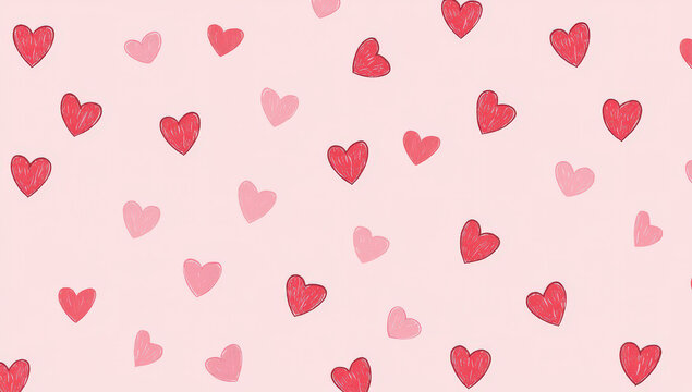 fondo abstracto rojo y rosa formando un patron de corazones de distintos tama&ntilde;os. Concepto celebraciones, San Valentin, aniversarios, bodas, cumplea&ntilde;os	