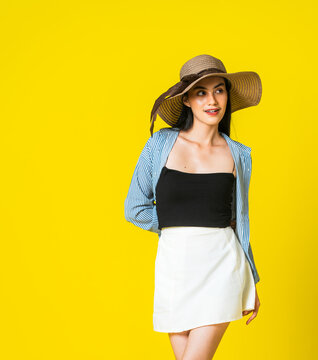Black, Blue and White Outfit Mockup with Elegant Western Female Model