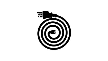 Power Cord, black isolated silhouette