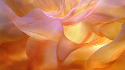 Ethereal waves of orange and pink create a mesmerizing abstract landscape, AI