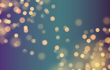 Christmas New Year's Eve Birthday glowing bokeh confetti light and sparkling glitter texture overlay design. Festive transparent background for birtday. Holiday gold powder dust. Vector illustration.