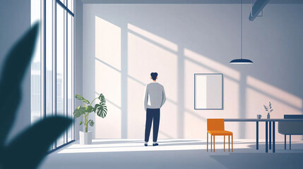 Fototapeta premium person in the office, Businessman in an office, worker, blue-collar, startup office, office building
