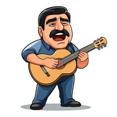 Cartoon Flamenco Guitarist in 2D Illustration