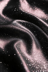 Shiny smooth luxury black silk fabric. Decorative background for design card, poster, banner for...