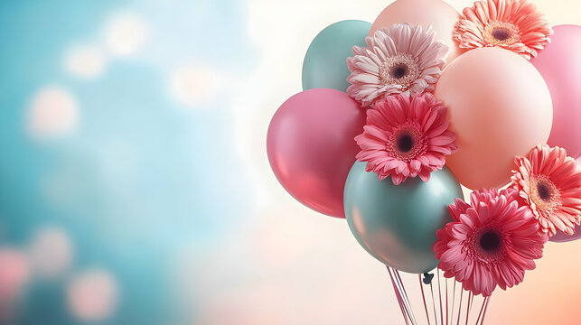 balloon and spring flowers