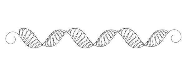 Dna molecule, genetic code, nucleotide sequence drawn continuous line in minimalist abstract style, editable vector contour.