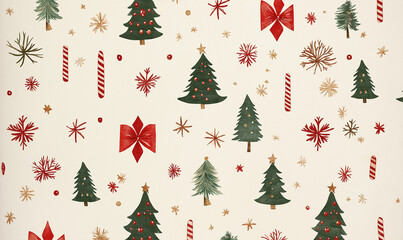 Boże Narodzenie - świąteczny wz&oacute;r z choinkami