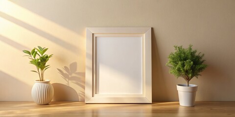 Elegant Blank Photo Frame Mockup for Displaying Your Creative Artwork, Designs, or Photography in a Minimalist Style with Rule of Thirds Composition for Enhanced Visual Appeal
