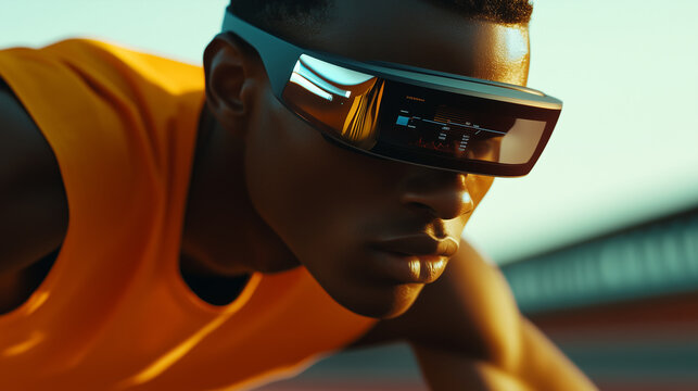 black athlete using AR glasses