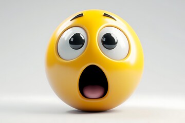 3D Style Emoji with Shocked Face and Wide Eyes isolated on transparent. PNG.