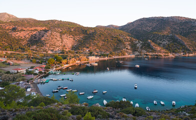 Kargi bay at sunrise. Datca district of Mugla province in Turkey