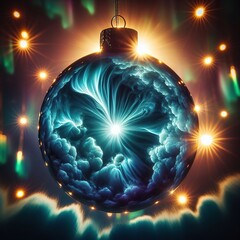 aurores bor&eacute;ales dans boule de No&euml;l