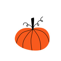 Autumn pumpkin isolated. Cute pumpkin simple naive style.