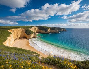 ultra-high-definition image of a picturesque seaside shore