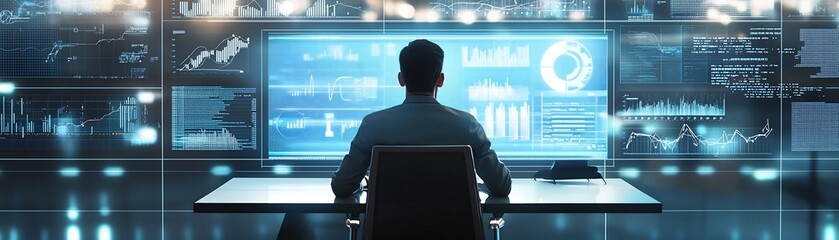 Businessperson Analyzing Virtual Financial Data for Future Growth