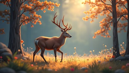 A deer walking in a forest 