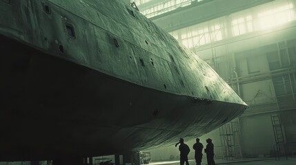 Riveting Hull Detail in Factory with Natural Lighting