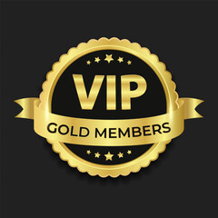 Design gold badge on black background for VIP gold members