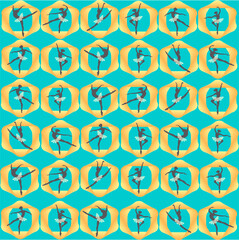Ballet dancing Seamless pattern with silhouettes of ballerinas on a turquoise background dance background
