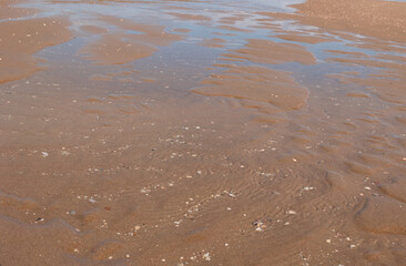 Sand and water on the beach.