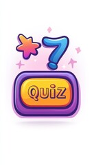 Quiz Time: A playful illustration of a vibrant quiz button with stars and a question mark, inviting users to test their knowledge and challenge themselves.  