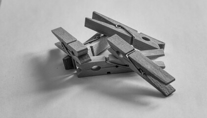 close up black and white clothespins
