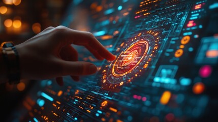 Hand Interacting with Futuristic Interface