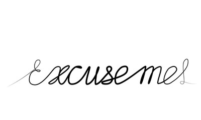 Continuous drawing of the word apology in one line. vector