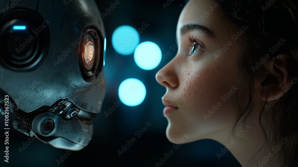 Poster an ai-powered robotic speaker. machine learning concepts. generating ai technologies.