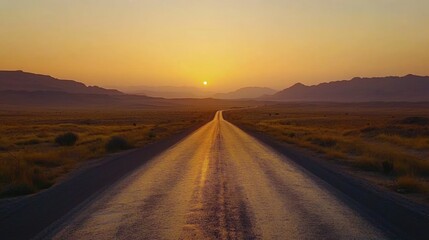 Desert Road Golden Hour Sunset Landscape