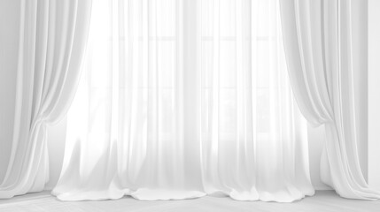Soft white curtains background for graphic design or wallpaper.