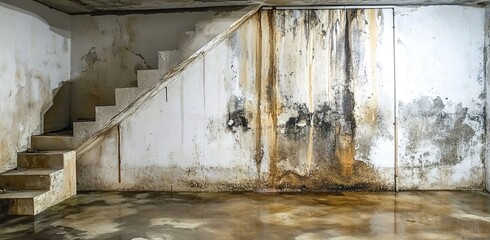 A photo of an old basement with mold on the walls