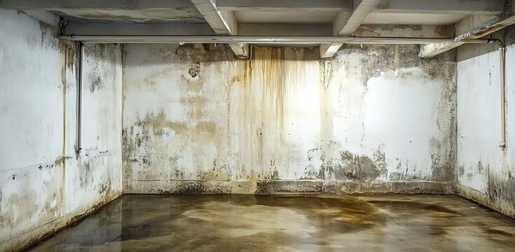 A photo of an old basement with mold on the walls