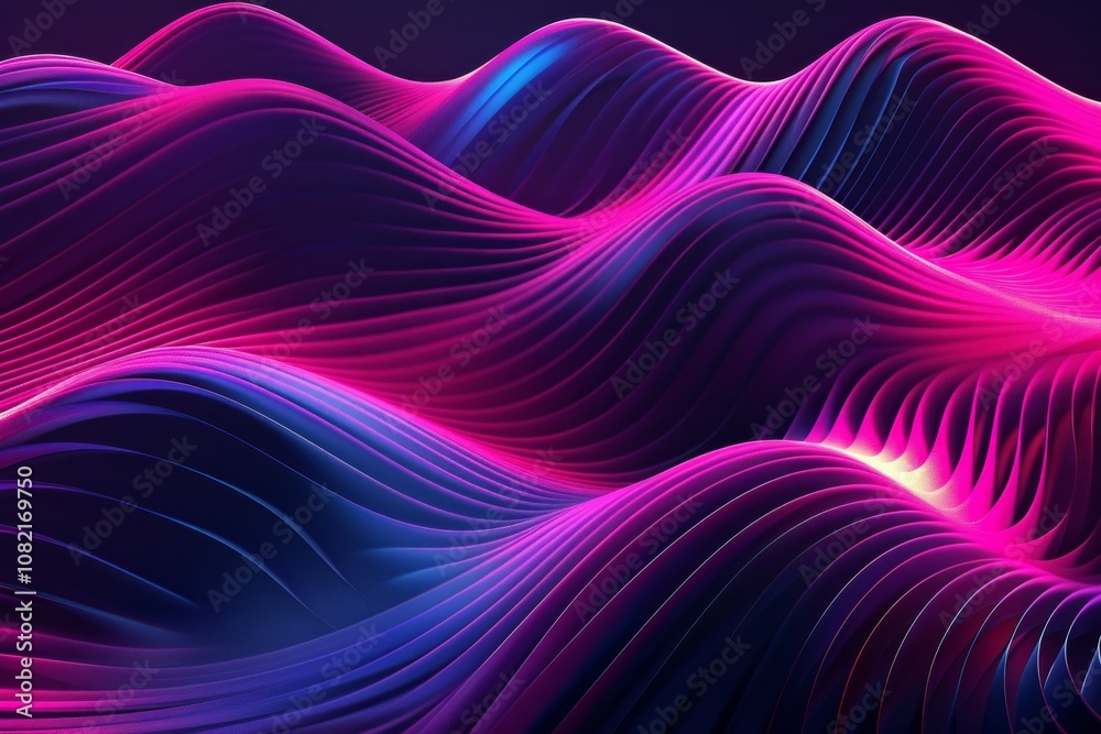Canvas Prints experience the elegance of a wave of glowing lines, small particles flowing seamlessly in an abstrac