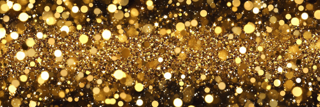 Golden glitter backdrop for celebration and party themes