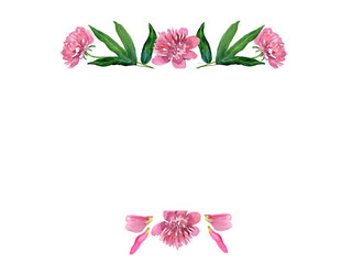 set of watercolor peony postcard frames