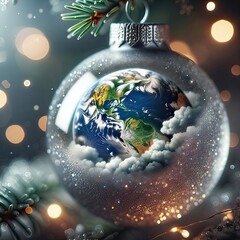 notre planète terre dans une boule de Noël