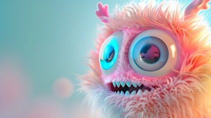 Naklejka premium Whimsical monster character fantasy world digital art vibrant colors close-up view creative imagination for kids’ entertainment