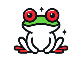 Cute cartoon frog with red eyes