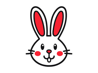 Obraz premium Cute cartoon rabbit face, red ears