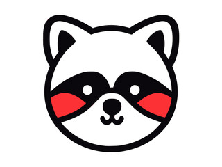 Cute cartoon raccoon face, red cheeks