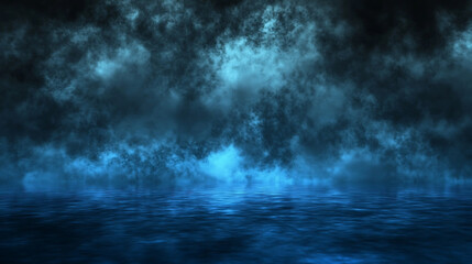horror black blue sky, sea haunted cloud, scary ocean, depression background, mystery gloomy dark theme, blur texture,
