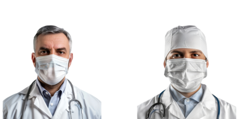 Portrait of Male Surgeon in Protective Mask and Medical Uniform Set on Isolated Background