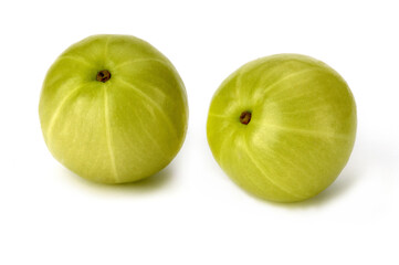 Two Emblic Gooseberry on white background