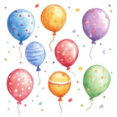 colored air baloon birthday party clip art drawing
