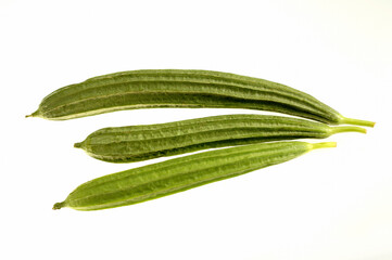 Three Ridge Gourd on white background