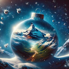 Le cervin dans une boule de no&euml;l