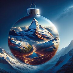 Le cervin dans une boule de no&euml;l